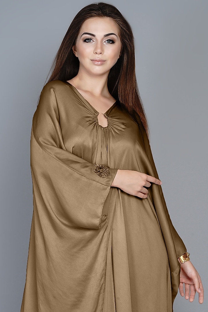 Taupe Modal Kaftan Dress by Angry Owl at Pernia's Pop Up Shop