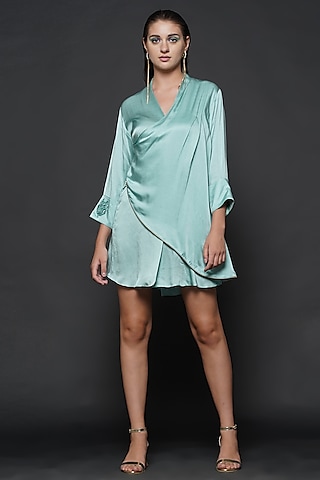 Sea Blue Modal Draped Dress by Angry Owl