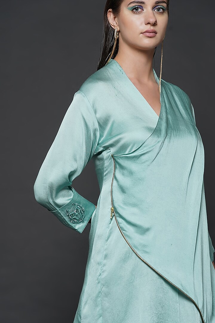 Sea Blue Modal Draped Summer Dress by Angry Owl at Pernia's Pop Up Shop