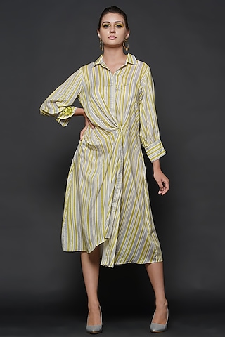 Grey Printed Midi Dress by Angry Owl