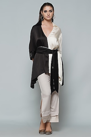 Black & White Half-n-Half Top by Angry Owl