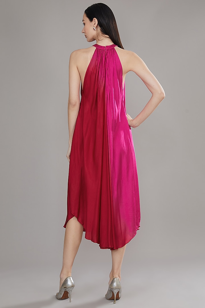 Pink Ombre Modal Satin Knee-Length Summer Dress by Angry Owl at Pernia's Pop Up Shop