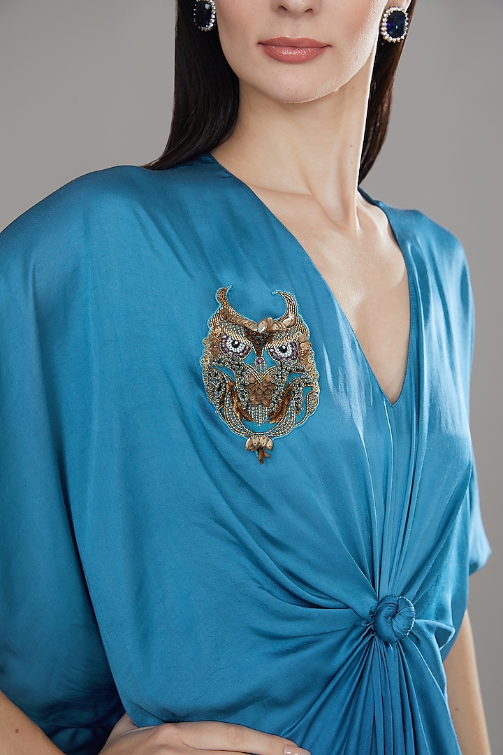 Blue Ombre Modal Satin Kaftan Style Maxi Summer Dress by Angry Owl at Pernia's Pop Up Shop