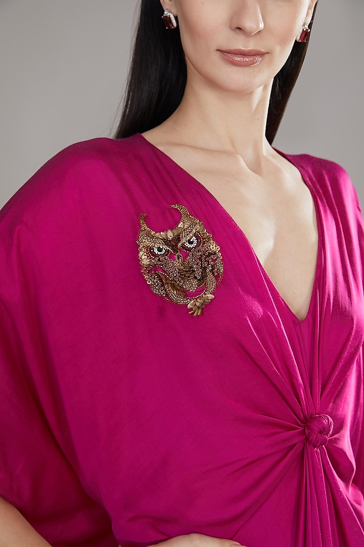 Hot Pink & Red Ombre Modal Satin Kaftan Style Maxi Dress Design by Angry  Owl at Pernia's Pop Up Shop 2026