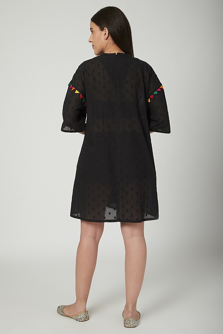 Black Polka Woven Summer Dress by Ayinat By Taniya O'Connor at Pernia's Pop Up Shop