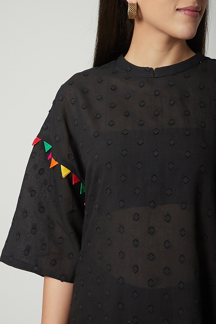 Black Polka Woven Summer Dress by Ayinat By Taniya O'Connor at Pernia's Pop Up Shop