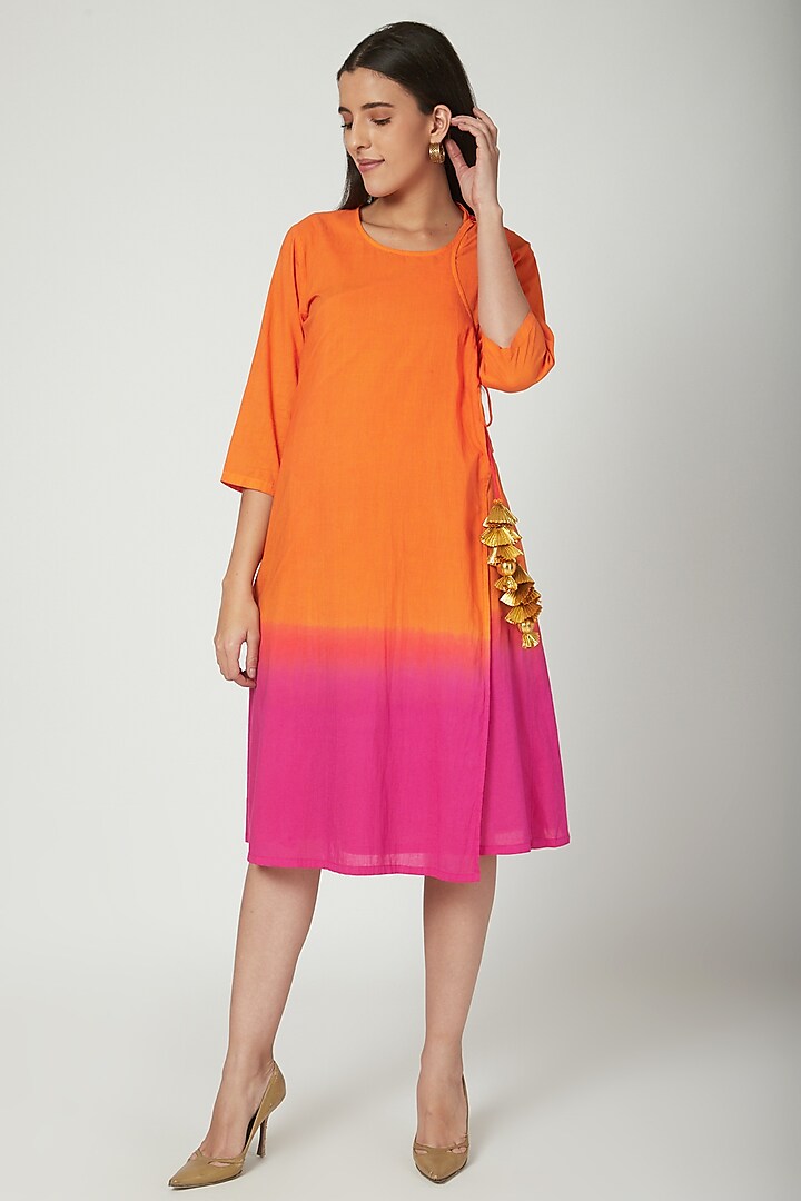 Orange Ombre Wrap Dress  by Ayinat By Taniya O'Connor at Pernia's Pop Up Shop