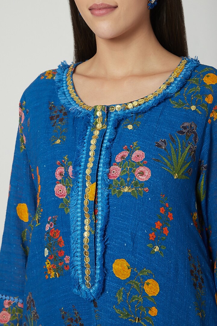 Cobalt Blue Printed Draped Vacation Dress by Ayinat By Taniya O'Connor at Pernia's Pop Up Shop