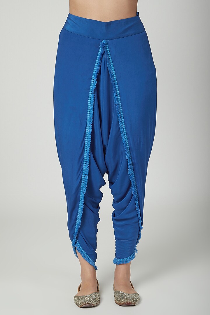 Cobalt Blue Embroidered & Printed Kaftan With Pants by Ayinat By Taniya O'Connor at Pernia's Pop Up Shop