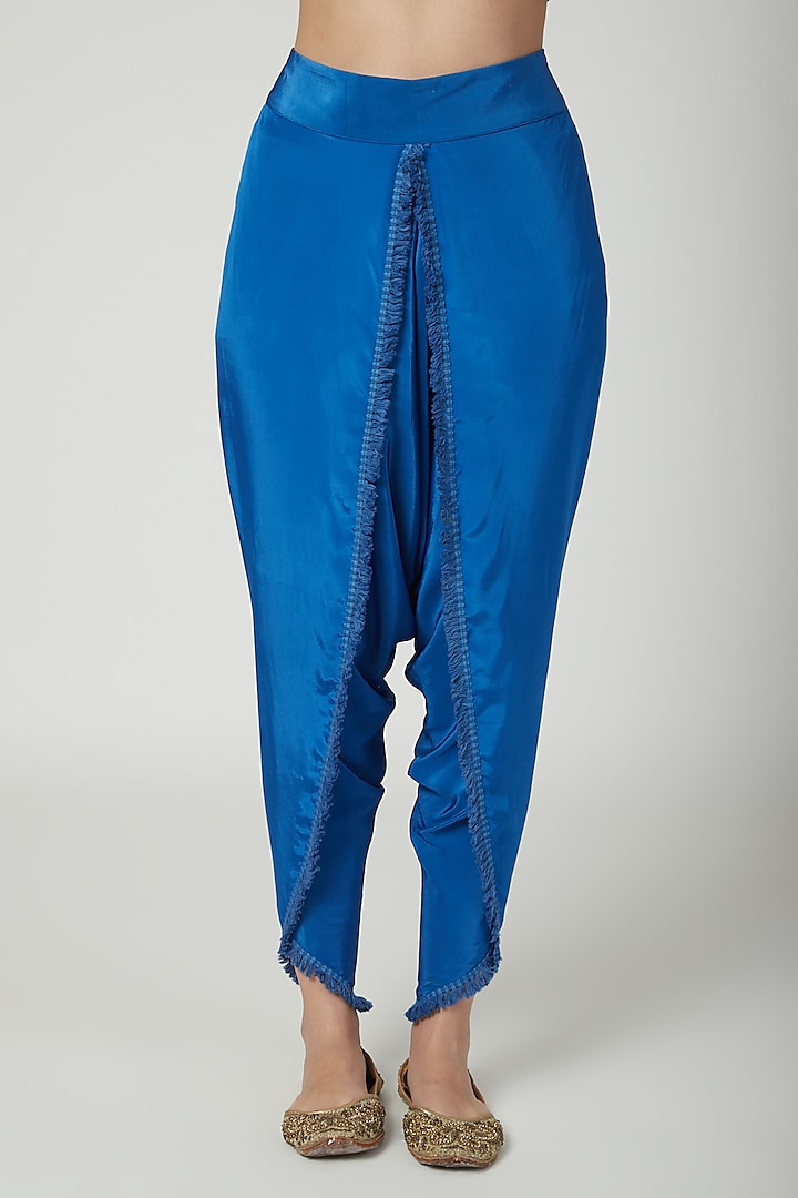 Cobalt Blue Embroidered Tunic With Dhoti by Ayinat By Taniya O'Connor at Pernia's Pop Up Shop