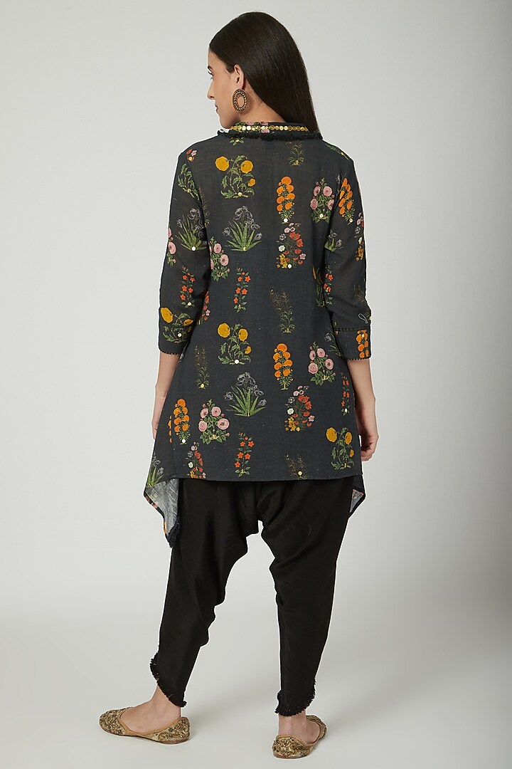 Black Embroidered Tunic With Dhoti by Ayinat By Taniya O'Connor at Pernia's Pop Up Shop
