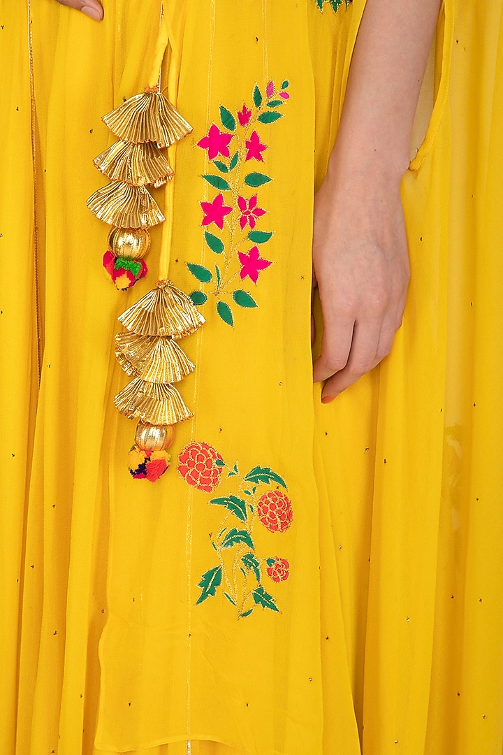 Yellow Embroidered Wedding Lehenga Set With Cape by Ayinat By Taniya O'Connor at Pernia's Pop Up Shop