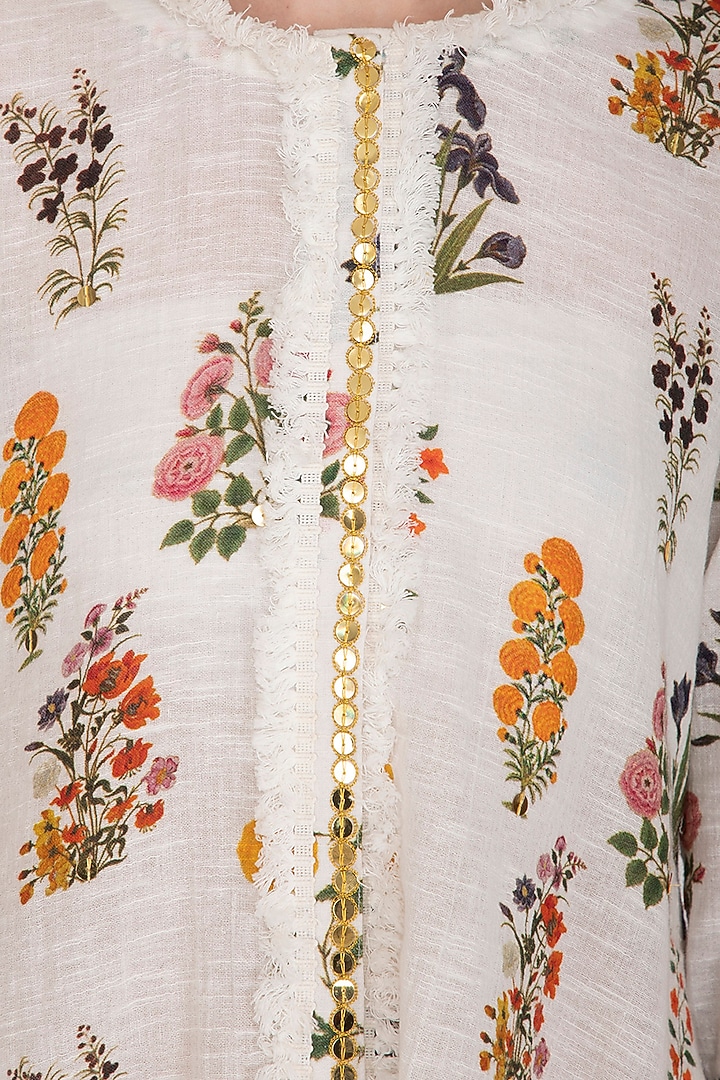 White High-Low Embroidered Tunic With Dhoti Pants by Ayinat By Taniya O'Connor at Pernia's Pop Up Shop
