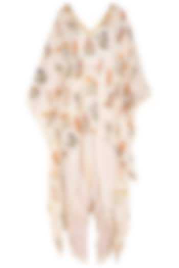 Blush Pink Printed & Embroidered Kaftan With Dhoti Pants by Ayinat By Taniya O'Connor at Pernia's Pop Up Shop