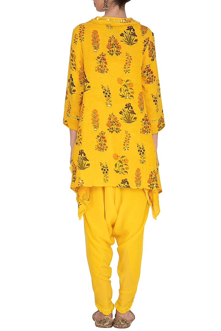 Yellow Embroidered Tunic With Dhoti Pants by Ayinat By Taniya O'Connor at Pernia's Pop Up Shop