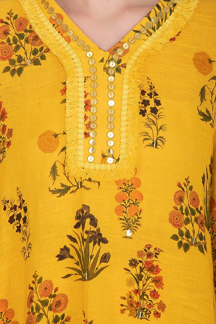 Yellow Embroidered Tunic With Dhoti Pants by Ayinat By Taniya O'Connor at Pernia's Pop Up Shop