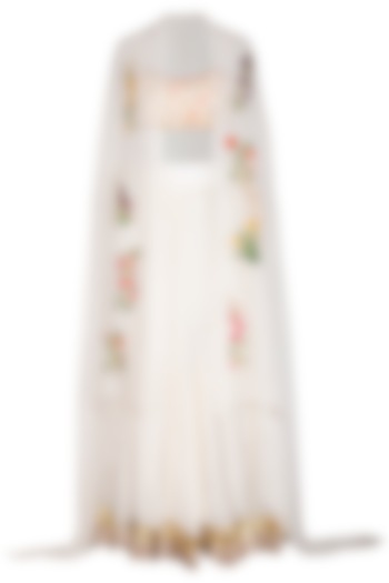 White Embroidered Lehenga Set With Cape by Ayinat By Taniya O'Connor