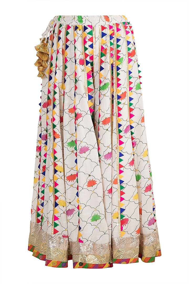 White Embellished Printed Peplum Kurta With Wedding Sharara Pants by Ayinat By Taniya O'Connor at Pernia's Pop Up Shop
