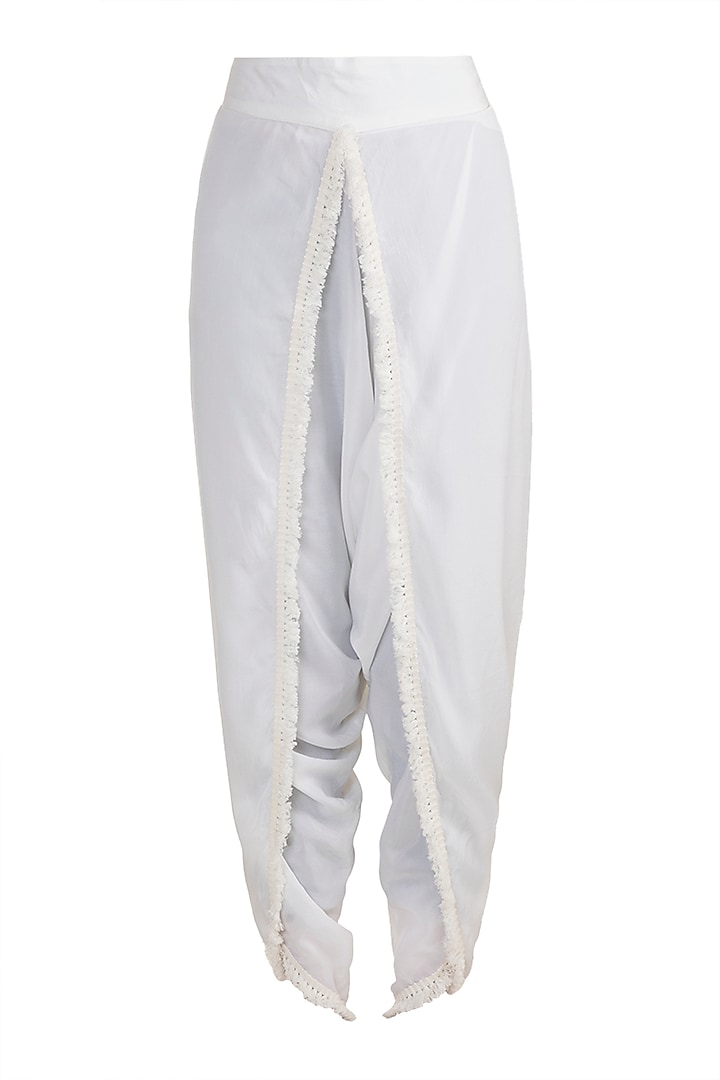 White Embellished Printed Tunic With Dhoti Pants by Ayinat By Taniya O'Connor at Pernia's Pop Up Shop