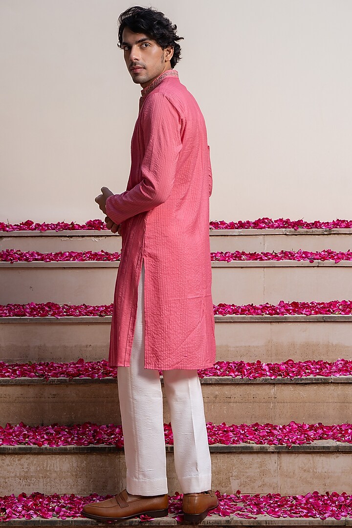 Pink Cotton Silk Kurta by AYUSH JAIN at Pernia's Pop Up Shop