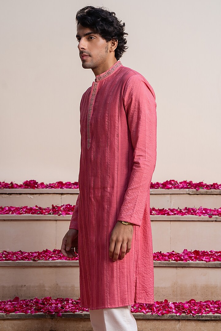 Pink Cotton Silk Kurta by AYUSH JAIN at Pernia's Pop Up Shop