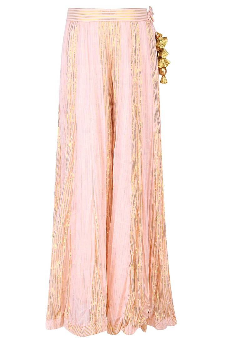Blush pink mughal botanic embroidered motifs kurta and sharara pants set available only at Pernia's Pop Up Shop.