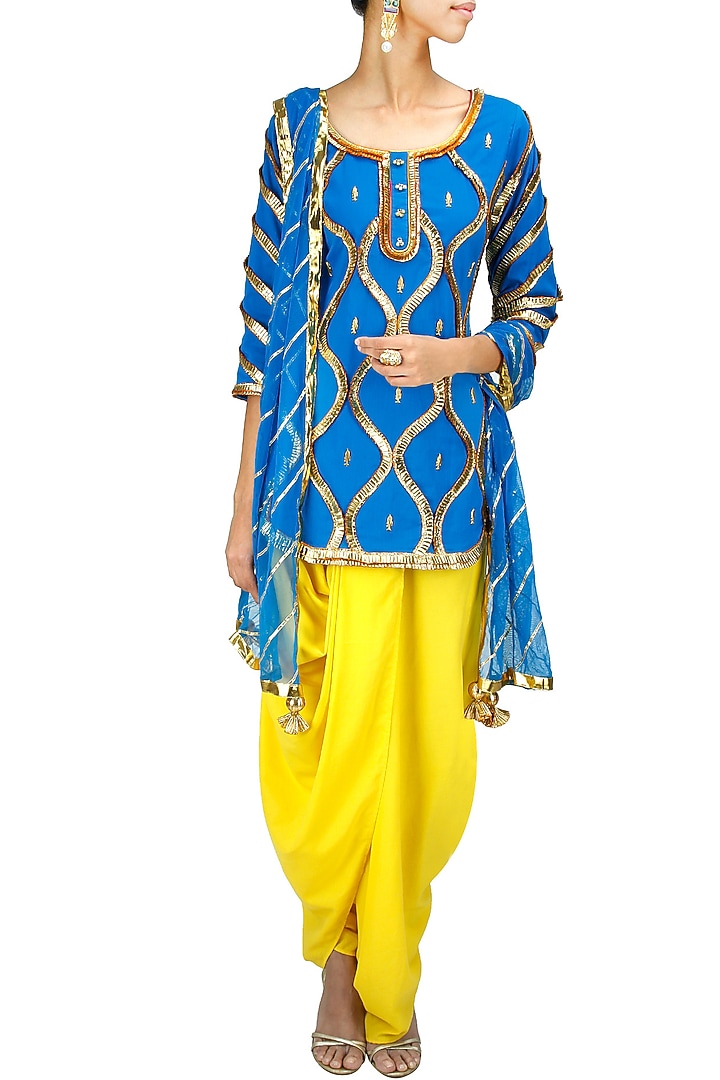 Fish jaal kurti with dhoti available only at Pernia's Pop-Up Shop.