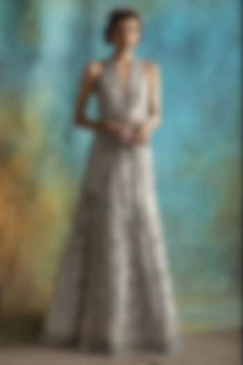 Grey Tulle & Jersey Bridal Lehenga Set by Esha Sethi Thirani at Pernia's Pop Up Shop