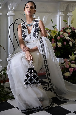Black Silk Velvet Potli Bag by AYE VI