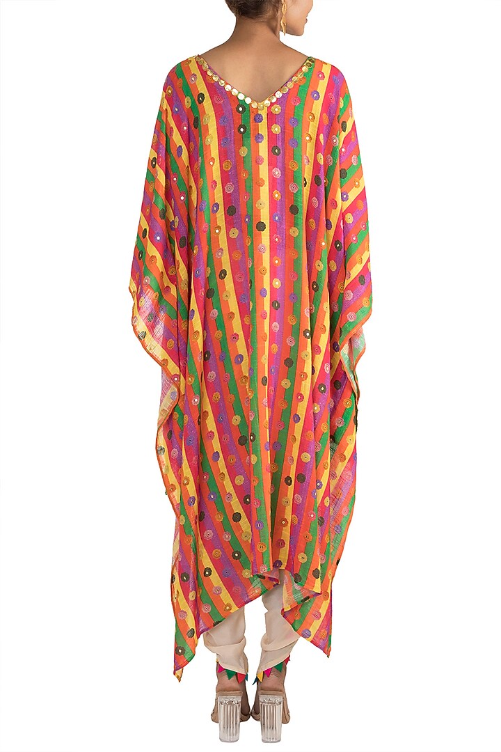 Multi Colored Embellished Printed Kaftan With Dhoti Pants by Ayinat By Taniya O'Connor at Pernia's Pop Up Shop