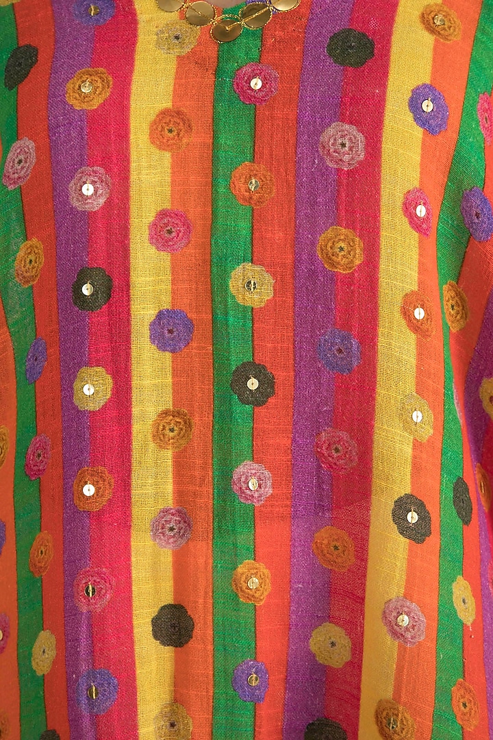 Multi Colored Embellished Printed Kaftan With Dhoti Pants by Ayinat By Taniya O'Connor at Pernia's Pop Up Shop