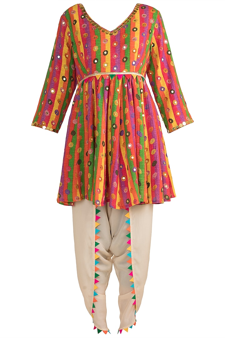 Multi Colored Embroidered Printed Kedia Top With Dhoti Pants by Ayinat By Taniya O'Connor