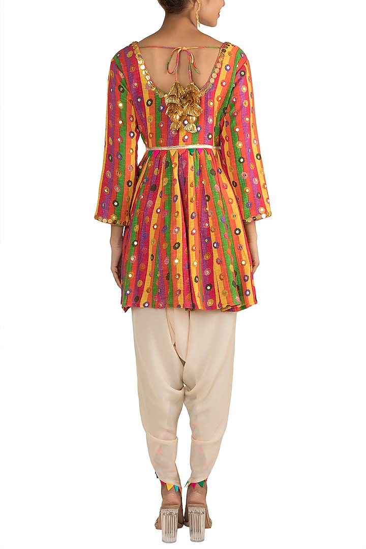 Multi Colored Embroidered Printed Kedia Top With Dhoti Pants by Ayinat By Taniya O'Connor at Pernia's Pop Up Shop