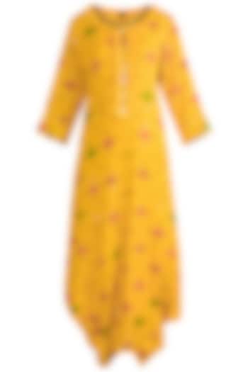 Yellow Embellished Printed Kurta Dress With Inner Slip by Ayinat By Taniya O'Connor