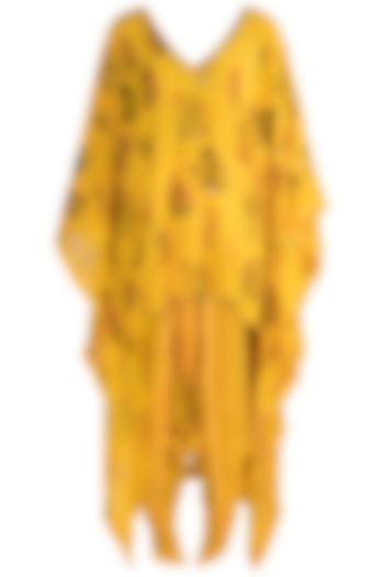 Yellow Embellished Printed Kaftan With Dhoti Pants by Ayinat By Taniya O'Connor at Pernia's Pop Up Shop