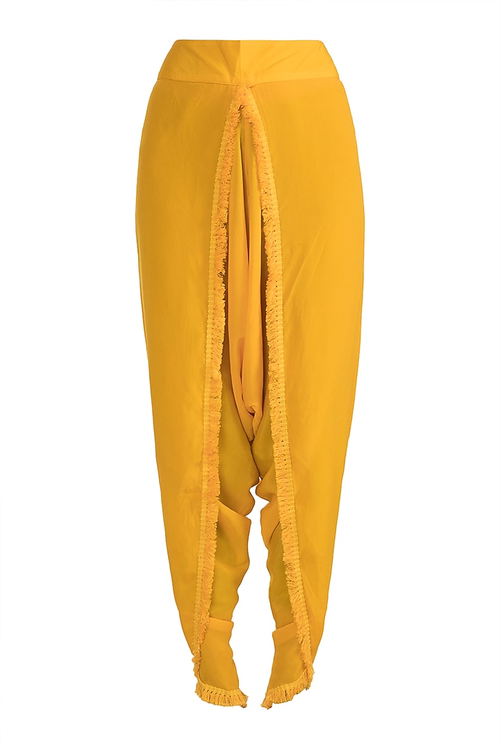 Yellow Embellished Printed Kaftan With Dhoti Pants by Ayinat By Taniya O'Connor at Pernia's Pop Up Shop