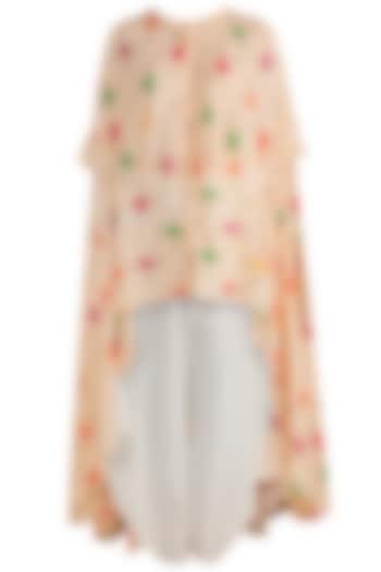 Peach Embellished Printed Tunic With White Cowl Pants by Ayinat By Taniya O'Connor