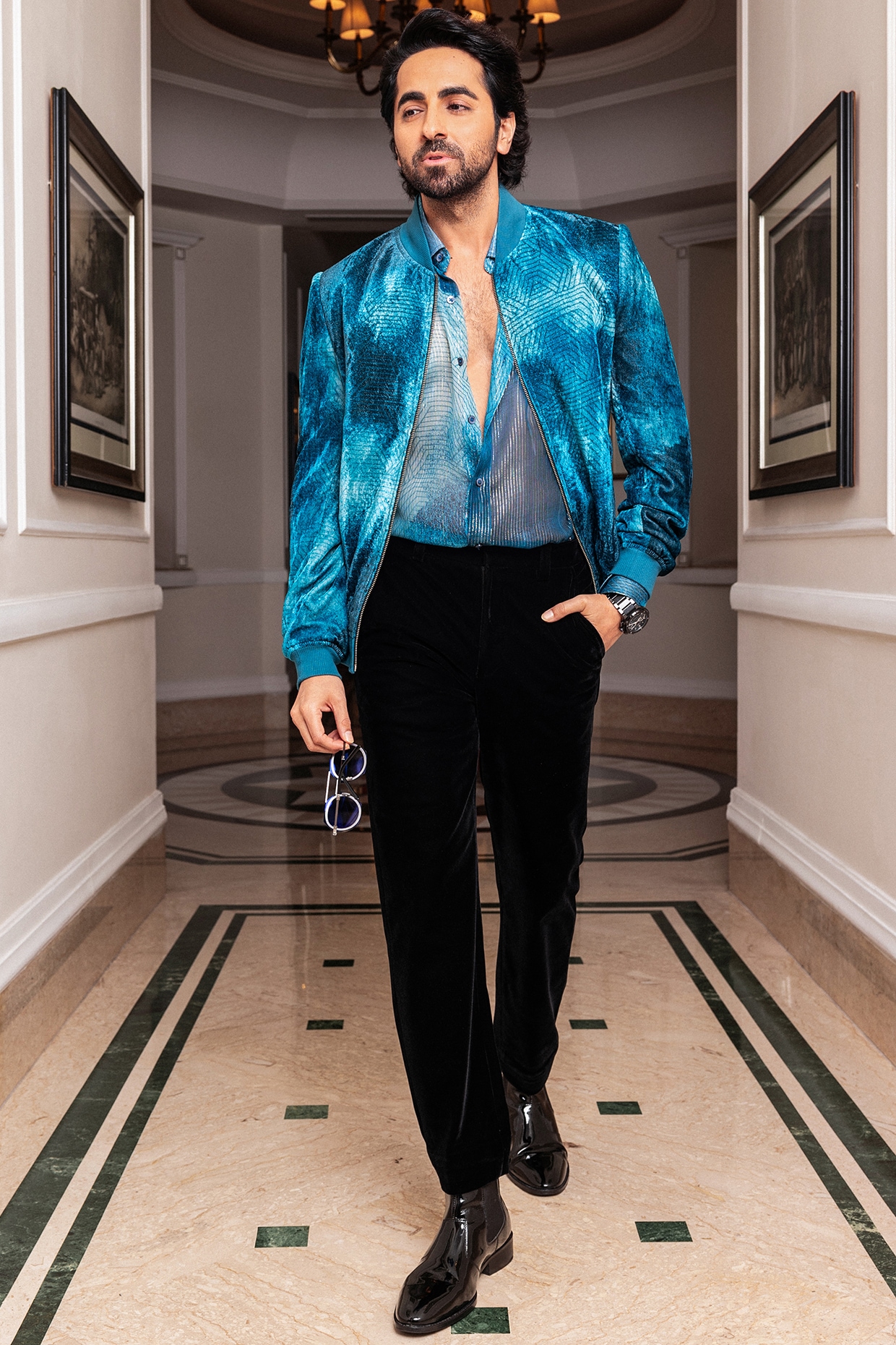 Jade blue nehru on sale jacket