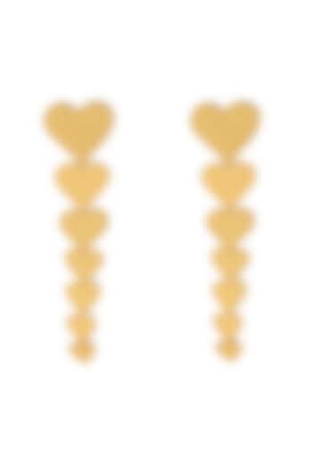 Gold Plated Heart Dangler Earrings by Azga