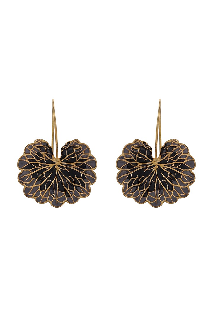Gold Plated Handcrafted Leaf Earrings by Azga