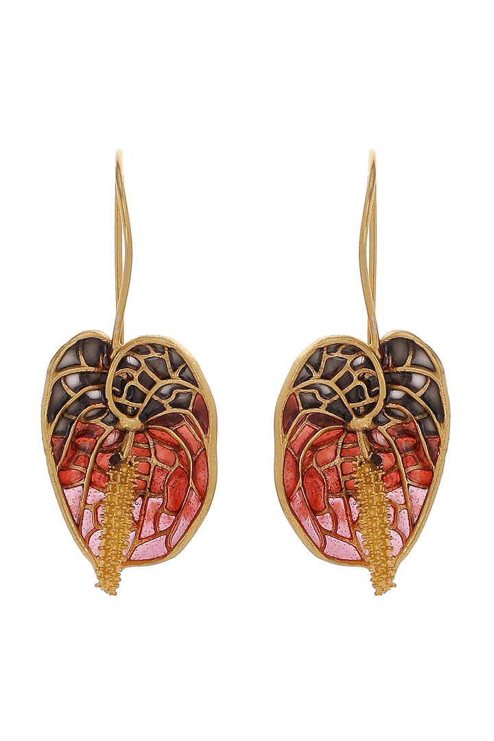 Gold Plated Anthurium Earrings by Azga