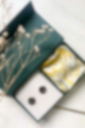 Gold Finish Brass Cufflinks With Pocket Square by AZGA MEN at Pernia's Pop Up Shop