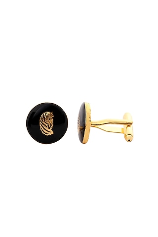 Black Brass Enamelled Cufflinks by AZGA MEN