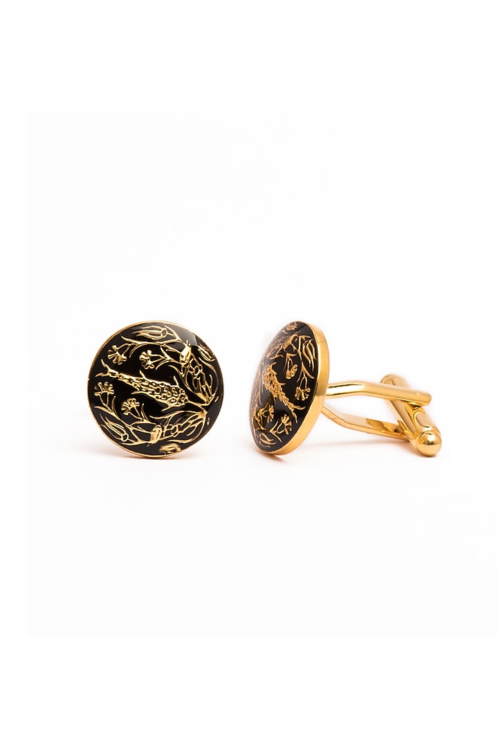 Black Brass Enamelled Cufflinks by AZGA MEN at Pernia's Pop Up Shop