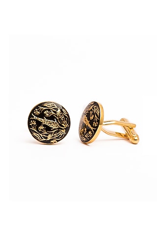 Black Brass Enamelled Cufflinks by AZGA MEN