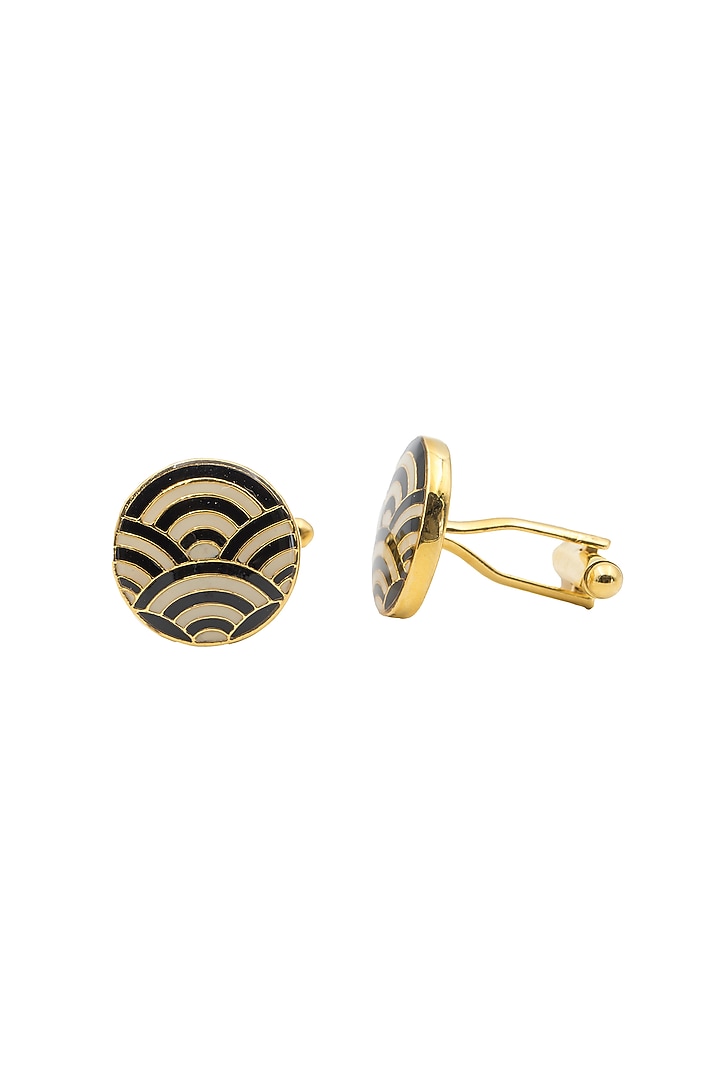 White & Black Brass Cascade Cufflinks by AZGA MEN at Pernia's Pop Up Shop