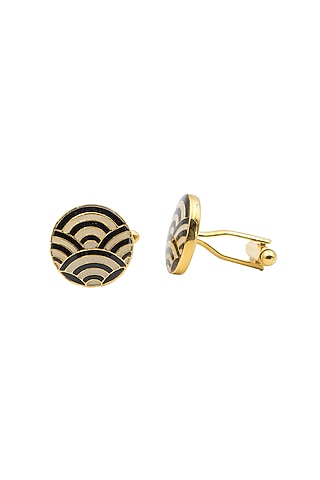 White & Black Brass Cascade Cufflinks by AZGA MEN