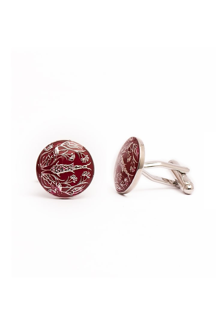Red Brass Enamelled Cufflinks by AZGA MEN at Pernia's Pop Up Shop