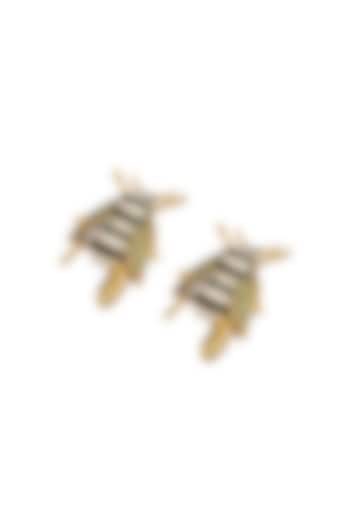 Black & Ivory Brass Bee Enamelled Cufflinks by AZGA MEN at Pernia's Pop Up Shop