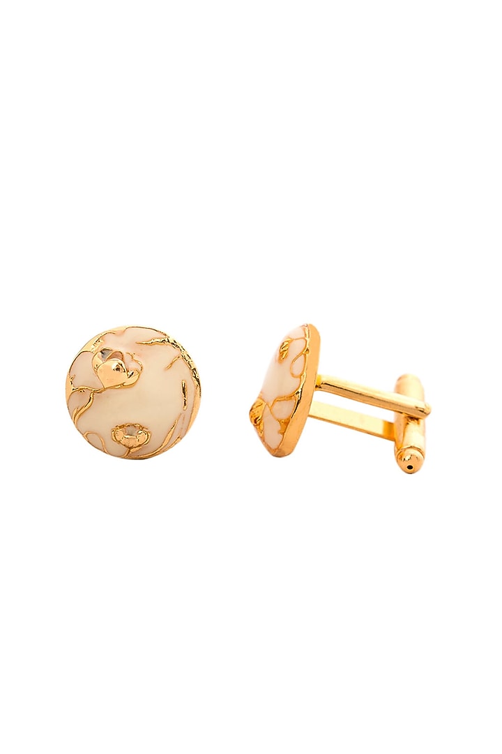 Ivory Brass Handcrafted Enamelled Cufflinks by AZGA MEN at Pernia's Pop Up Shop
